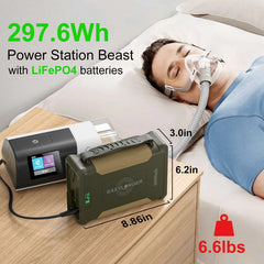 96000mAh/297.6Wh CPAP Battery Backup Power Supply Compatible with ResMed S9, AirSense 10, AirSense 11, AirMini, DreamStation 1&2, etc. 7 Ports LiFePO4 Battery with 4 CPAP Cables(ES960) - EASYLONGER